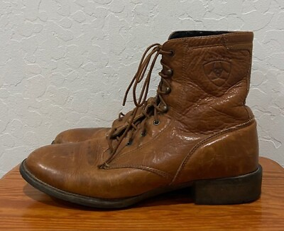 #ad Men#x27;s Ariat Above Ankle Boots Size 9.5 B Lace Up Brown Leather Upper