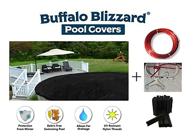 #ad Buffalo Blizzard Round Fine Micro Mesh Swimming Pool Winter Cover w Cover Clips