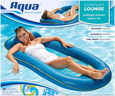 Aqua Comfort Pool Float Lounge ? Inflatable Pool Floats for Adults with Headr...