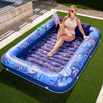 #ad #ad Inflatable Tanning Pool Lounger Float for Adults 85quot; X 57quot; Extra Large Suntan T