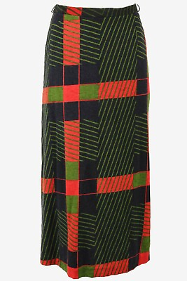 Vintage Long Skirt Patterned Lined Retro 90s Multicoloured Size UK 14 SK139
