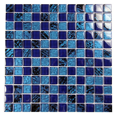 #ad #ad Glass Swimming Pool Tile Splash Shower Wall Floor Waterline Black amp; Blue