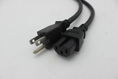 USED Computer Monitor TV Replacement Power Cord 6 Foot Black