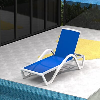 Domi Outdoor Chaise Lounge Adjustable Aluminum Pool Lounge Chair W Arm Blue