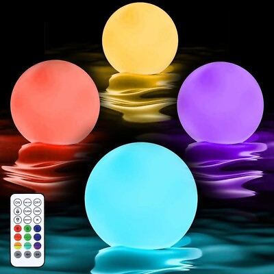 #ad #ad 4pc Floating Pool Lights IP68 Waterproof LED Orb Glowing Ball Light Night Lamp