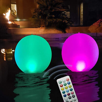 #ad Floating Pool Lights Dimmable Glow Orb Hot Tub LED Ball Night Light With Remote