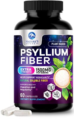 #ad Psyllium Fiber Supplement 1500mg Non GMO Natural Soluble Fiber Daily Digestion