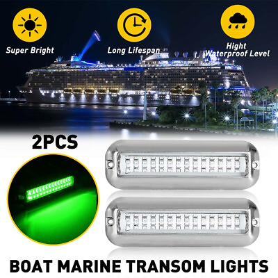 #ad 42LED Boat Light Marine Transom Underwater Lights 316 Steel Stainless Pontoon