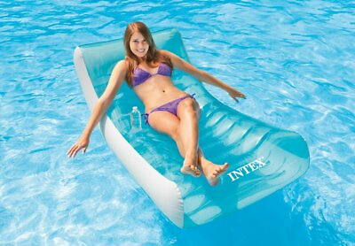 Intex Inflatable Rockin#x27; Lounge Used Swimming Pool Raft Chair with Cupholder EUC