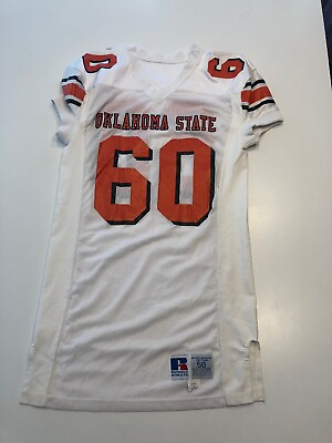 #ad Game Worn Used Oklahoma State Cowboys Football Jersey #60 Size 50