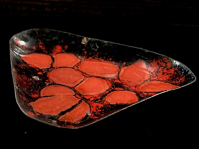 Vintage Modernist Enamel on Copper Red amp; Black Kidney Shaped Dish