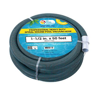 #ad #ad 1 1 2quot; x 50 Foot Heavy Duty Spiral Wound Swimming Pool Vacuum Hose Swivel Cuff
