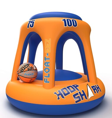 #ad Swimming Pool Basketball Hoop Set by Hoop Shark W Ball Orange Inflatable Hoop