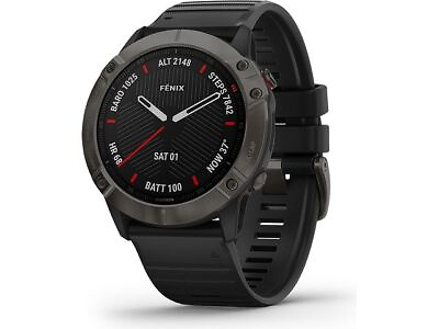 Garmin fenix 6X Sapphire Carbon Gray DLC Watch with Black Band 010 02157 10