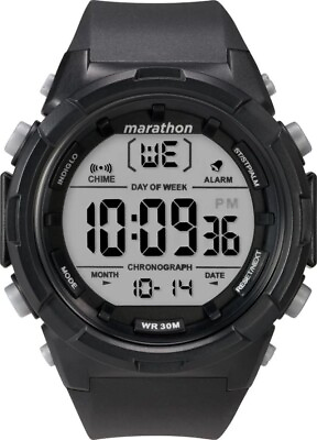 #ad Timex TW5M32900 Men#x27;s Marathon Resin Watch Indiglo Alarm Stopwatch
