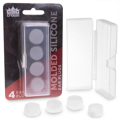 Crown 4 pack Molded Silicone Swimming or Noise Blocking Ear Plugs w Case