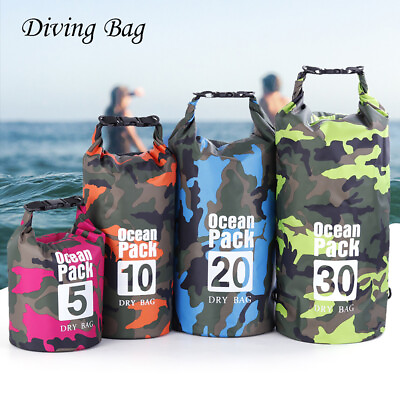 #ad Diving Bag Waterproof Camouflage Swimming Bag Beach Rafting Boating Kayaking Bag