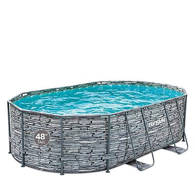 #ad New 16 ft Oval Oasis Designer Pool Above Ground Frame Swimming Pool Stone