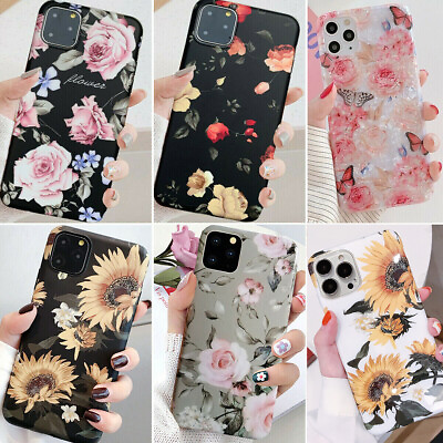 For Iphone 14 Pro Max 13 12 11 XS XR 7 8 Slim Floral Cute Girl Phone Case Cover