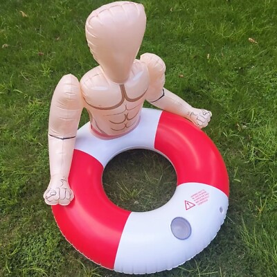 28#x27;#x27; Muscle Man Swimming Floats Inflatable Pool Raft Float Swim Ring For Adults