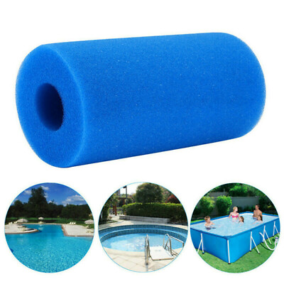 #ad Reusable Cylindrical Swimming Pool Filters Foam Sponge Cleanser Replacement f