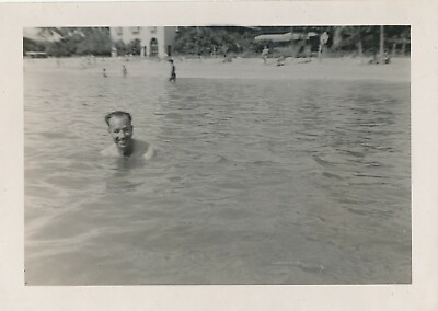 #ad WWII 1940s Waikiki swimming at beach Hawaii Photo