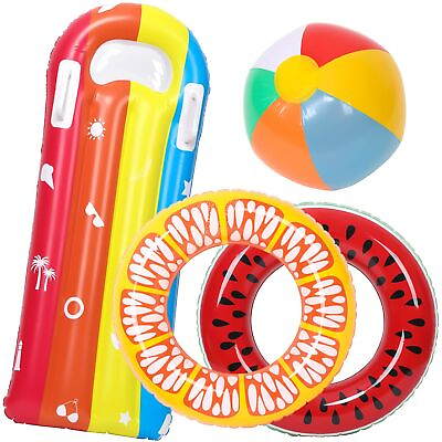 #ad #ad 4 Pcs Pool Floats for Kids Inflatable Swimming Rings Fruit Pool Float Beach Ball