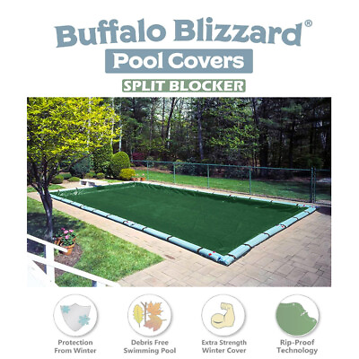 #ad Buffalo Blizard SPLIT BLOCKER Rectangle Swimming Pool Winter Cover Choose Size