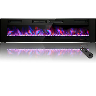 72 Inches Ultra Thin Electric Fireplace Wall Mounted amp; Recessed Fireplace Heater