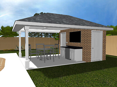 #ad pool house cabana plans PH 1 Brick custom pool bar