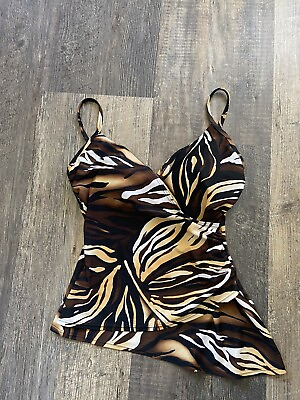 Christina Tankini Tank Top Bathing Suit Swim Swimming Size 8 Animal Print