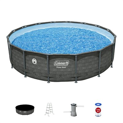 #ad Coleman Power Steel 16 ft. x 42 in. Round Metal Frame Above Ground Pool Set