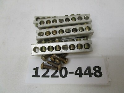 Lot Of 3 CMC NA 75 Aluminum Ground Bars With 6 4 14 AWG Terminals amp; Screws