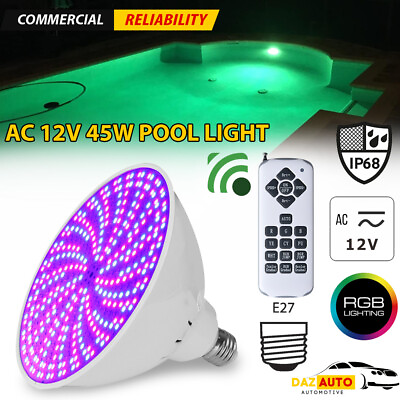 45W 12V RGB LED Color Changing Underwater Inground Swimming Pool Light Bulb E27