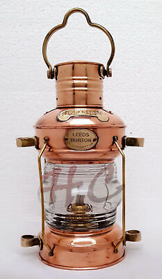 Brass amp; Copper Anchor Oil Lamp Leeds Burton Nautical Maritime 14quot; Ship Lantern