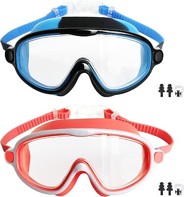 #ad Kids Swim Goggles 2 Pack Anti Fog Wide Vision Swimming Goggles for Kids Age 4 15