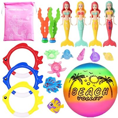 #ad 18 Pcs Diving Pool Toys for Kids Ages 3 12 Set with Storage BagPool 18 Pack