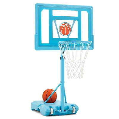 #ad Swimming Pool Basketball Hoop with Basketball Air Pump Adjustable Height