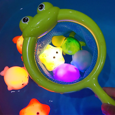 #ad #ad Baby Cute Animals Bath Toy Swimming Water LED Light up Toys Soft Rubber Float In