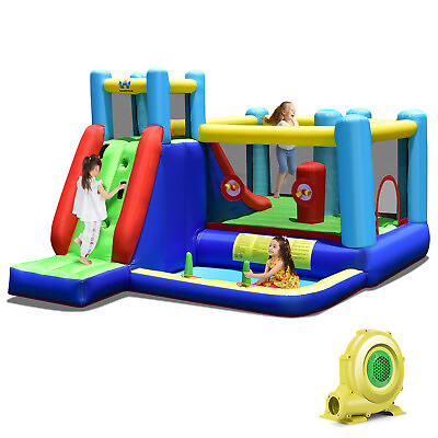 #ad Inflatable Bounce House 8 in 1 Kids Inflatable Slide Bouncer With 735W Blower