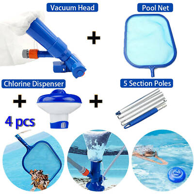 #ad Swimming Pool Cleaning Kit Inground Above Ground Pool Vacuum Set Skimmer Net