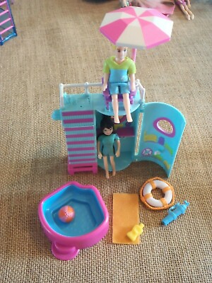 #ad Polly Pocket Day at the Pool Beach Swimming Color Changing Hair Dolls Lot #2