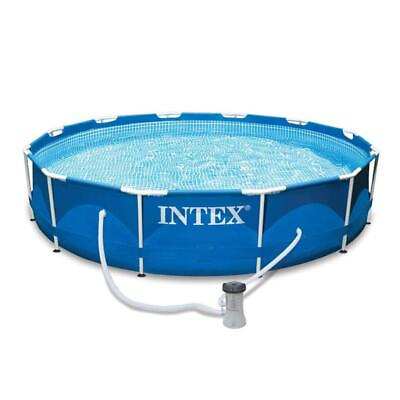 #ad Intex Above Ground Swimming Pool w Filter UnitCover Framed Pool Round Blue