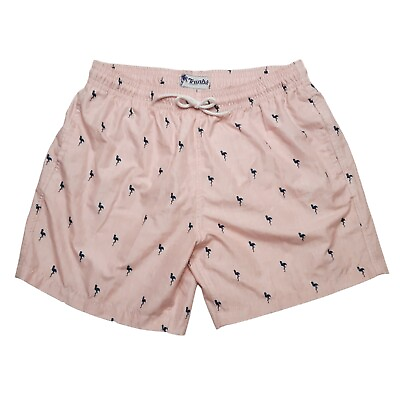 #ad #ad Trunks Swim Shorts Size Large Pink Flamingo Pockets Drawstring Lined Beach Mens