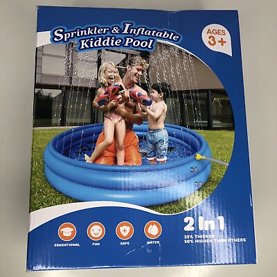 #ad New Inflatable Kiddie Pool with Sprinkler Swimming Ball Pool 60”X 60”X 10”