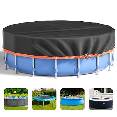 #ad 24Ft Round Pool Cover:Steel RopeAbove Ground Pool ProtectorWaterproof