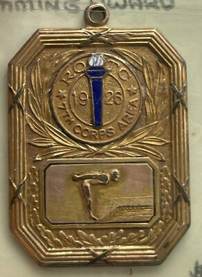 1926 ROTC 7th Corps Area Swimming 50 Yard Award Gold Filled Pendant