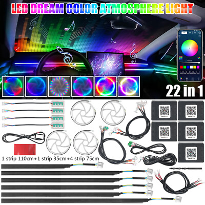 #ad 22 in1 RGB Symphony Car Ambient Interior LED Acrylic Guide Fiber Lights 64 Color