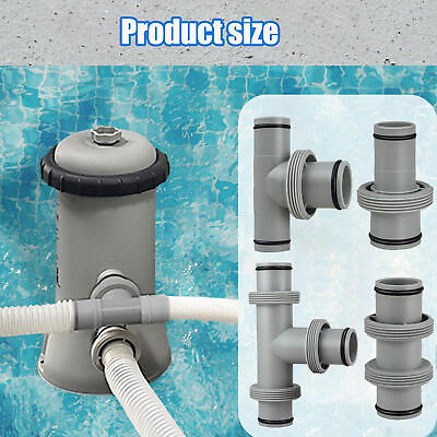 #ad Swimming Pool T Joint Straight Filter Pump Hose Connector Fit for Intex Bestway