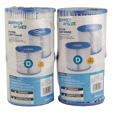 #ad Summer Waves Type D Swimming Pool Pump Filter Cartridge 2 Pack Lot Of 2=4 New